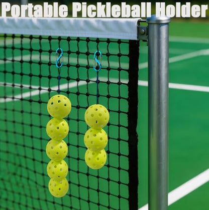 2PCS Pickle-Line, Pickleball Holder, S-Hook Pickleball Steel Cable Long + Short, Pickleball Storage Rope with Upgraded Dual-Opening Clip to Bag or Fence, Easy & Tidy Ball Keeper(Balls Not Included)