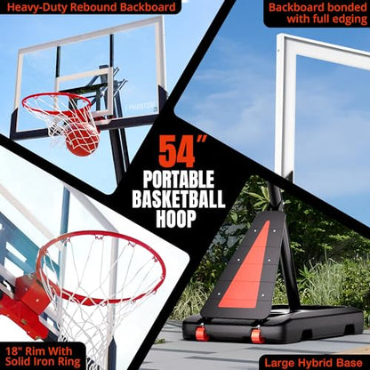 ACCU LEVEL Crank Lift Basketball Hoop Outdoor 7.5-10ft Adjustable Portable Basketball Goal for Youth and Adults 54" Angle Adjustable PC Backboard and Large Fillable Base - style: 54'' Backboard