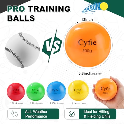 Cyfie Weighted Baseballs for Hitting Training, Heavy Balls for Batting Practice, Weighted Softballs for Strength & Swing Speed Training, Baseball Training Equipment for Players & Coaches