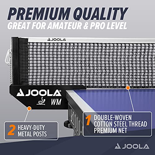 JOOLA WM Professional Table Tennis Net and Post Set - ITTF Tournament Approved - 72in Regulation Ping Pong Net with Screw On Clamp Attachment