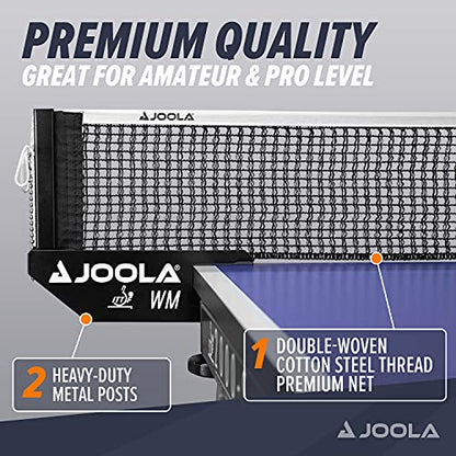 JOOLA WM Professional Table Tennis Net and Post Set - ITTF Tournament Approved - 72in Regulation Ping Pong Net with Screw On Clamp Attachment