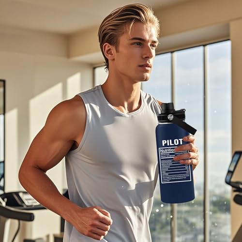 Pilot Water Bottle 32oz, Aviation & Airplane Gifts For Men, Pilot Gauges Gear Tumbler Airplane Gift, Birthday Father's Day Christmas Pilots Gifts For Aviation Dad Son Husaband Him - color: Pilot