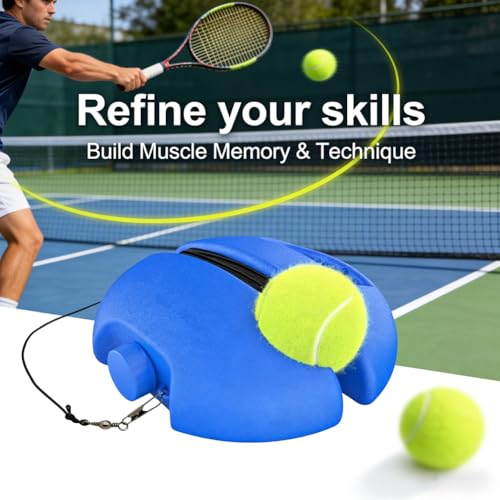 Solo Tennis Trainer Rebound Ball for Beginners & Kids, Portable Tennis Practice Equipment with 3 String Balls, Anti-Tangle Baseboard for Backyard Self-Training & Exercise - color: B-3Pcs Balls