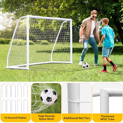 HomGarden Portable Soccer Goal for Backyard,12x6 / 10x6.5 / 8x5ft /6x4 Full Size Soccer Goals for Kids Adults Soccer Net Backyard Soccer Goals - size: 8×5 ft