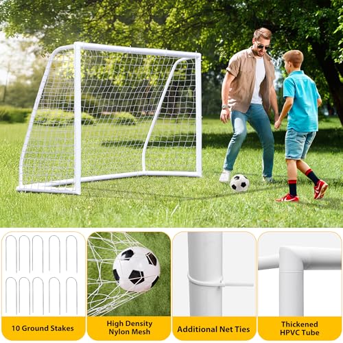 HomGarden Portable Soccer Goal for Backyard,12x6 / 10x6.5 / 8x5ft /6x4 Full Size Soccer Goals for Kids Adults Soccer Net Backyard Soccer Goals