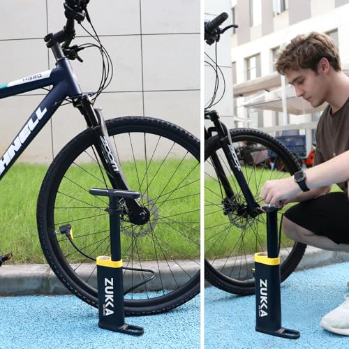 ZUKKA Bike Floor Pump with Gauge 160 PSI High Pressure Bicycle Air Pump Fits Presta and Schrader Valve Bike Tire Pump for MTB Road Bike,Soccer Basketball, Ball