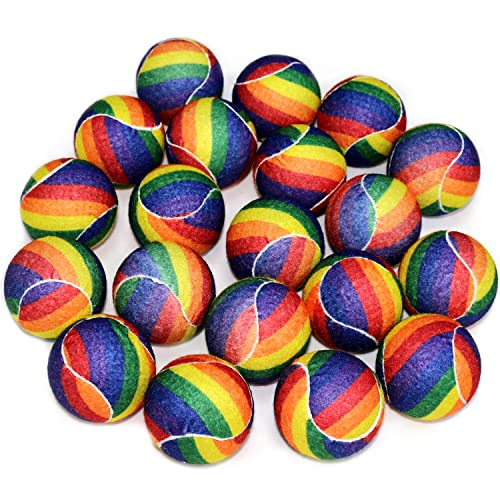 URBEST Advanced Tennis Ball 20 Packs, Training Tennis Balls Practice Balls for Novice Player, Pet Dog Playing Balls with Mesh Carry Bag for Beginner Training Ball - color: Rainbow