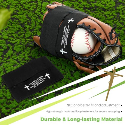 Simgoing Christian Cross Softball Glove Wrap with Bible Verse Speeds Up Break in Process Baseball & Softball Elastic Mitt Glove Strap Band Keep Pocket Formed Ideal for Players of All Ages - style: Christian Style