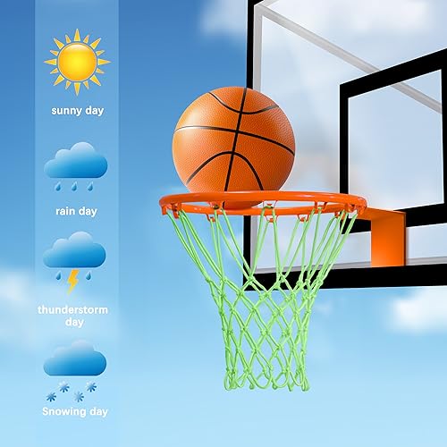 Basketball Net Outdoor, 2025 Upgrade All Weather Anti Whip Basketball Net Replacement -12 Loops - style: Fluorescent Green