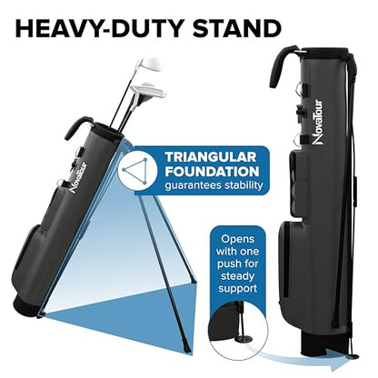 NovaTour Par 3 Golf Bag, Ultra Lightweight, Small Golf Bag for Par 3 and Executive Courses - color: Steel Grey