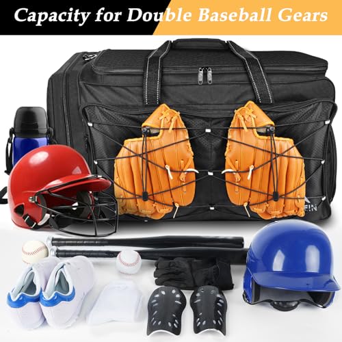 MATEIN Extra Large Catchers Gear Bag, 90 L Baseball Bag with Vented Shoes Compartment and Bat Holder for Baseball Equipment, Softball Duffle Fits Batting Mitten, Tball Gear, Helmet for Adult Men