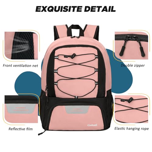 Goloni Soccer Bag, Basketball Bag with Ball Compartment & Shoe Compartment,Large Soccer Backpack for Basketball,Gym，Football - color: Meat meal