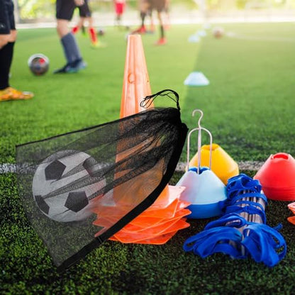 balacoo Heavy Strength Ball Mesh Bag Large Capacity Drawstring Basketball Soccer Volleyball Storage Carrier with Single Shoulder Strap for Outdoor Team Activities