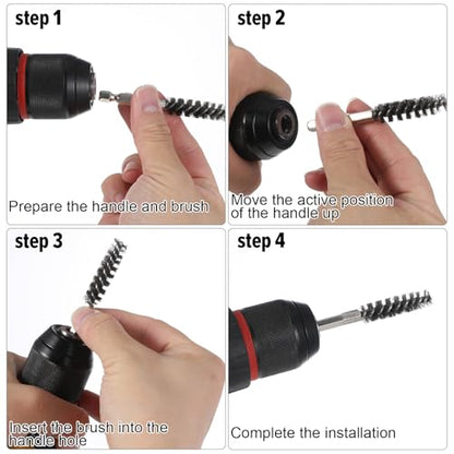Nogeqi 4 Pack Golf Club Hosel Brush, Stainless Steel Wire Brush Cleaning Tool with Hex Shank Handle for Wood and Iron Golf Clubs, Compatible with Electric Drill
