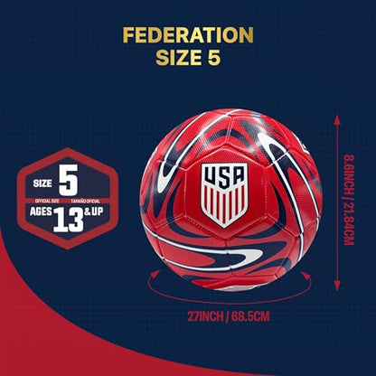 Icon Sports Officially Licensed US Soccer Federation Soccer Ball - color: USSF188BL-Red, size: 5
