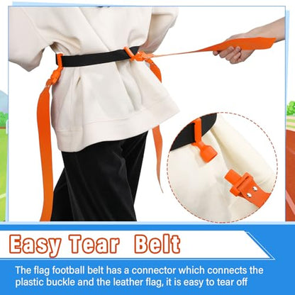 Junkin 6/8/10 Players Flag Football Sets Adjustable Football Belts and Flags for Youths Teens Kids Adults Players Sports Team - color: Orange