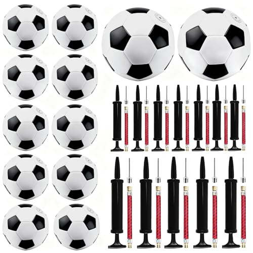 12 Set Christmas Operation Soccer Ball Bulk with Pump Needles, Size 5 Sport Soccer Ball Training Ball for Adults Soccer Christmas Charity Donation Supplies Game Play Gifts