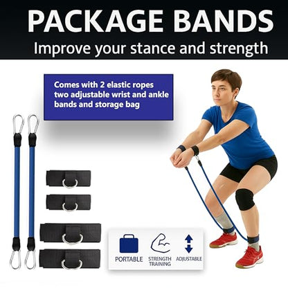 Volleyball Setter Trainer Net – Adjustable Height & Angle Training Equipment with Resistance Bands | Pro Blue Edition for Coaches, Teams & Setters