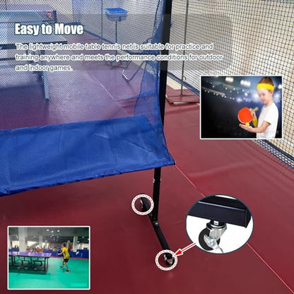 Indoor Outdoor Ping Pong Recycle Catcher, Rolling Table Tennis Ball Collector with Metal Frame for Multi-Ball Drills or Robot Serve Launcher Practice, Kids Training Tool, Easy Set Up