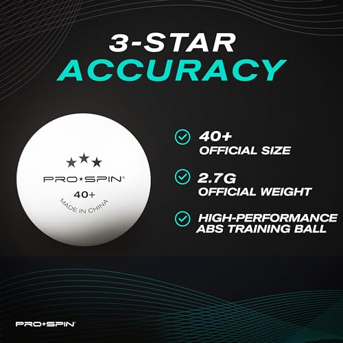 PRO-SPIN High-Performance Ping Pong Balls (12/24/60 Pack Sizes) | White 40+ Table Tennis Balls | Premium ABS Plastic | Professional Quality | Official Size & Weight | Indoor & Outdoor Games