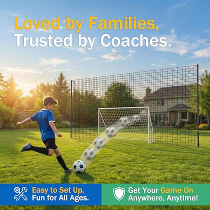 3-in-1 Soccer Goal with Rebounder & Backstop Net, Soccer Training Equipment for Backyard, Soccer Rebounder for Shooting, Passing & Ball Control, Kids & Youth