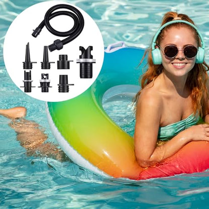 Therwen 8 Pcs Air Hose Kit Includes Air Pump Hose 7 Nozzles Adaptor Stand up Paddleboard Accessories Paddle Board Replacement Parts Compatible with SUP Electric Air Pump/HT-781/ HT782/ HT790/ HT-792