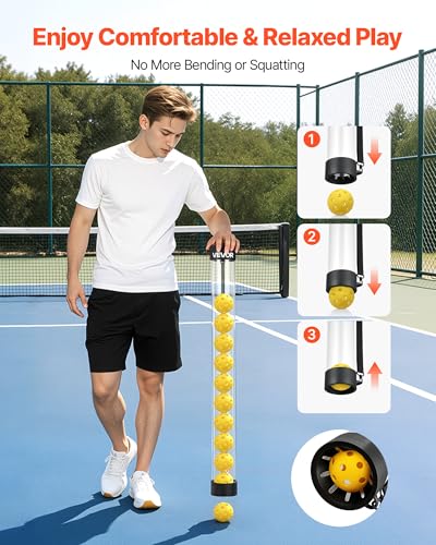 VEVOR Tennis & Pickleball Hopper Holds 200/175/150/120 Balls, 3-in-1 Tennis Foldable Pickleball Basket Cart for Easy Installation, Storage Bag for Tennis Training & Teaching - style: 3-in-1 150 Balls