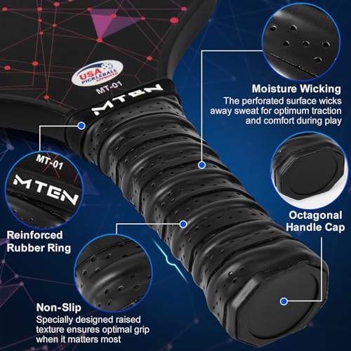 Pickleball Paddles Set of 2 or 4, or Single Paddle – USAPA Approved Fiberglass Surface Pickleball Rackets Set for Men & Women - color: Black*2