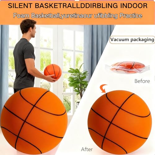 Silent Basketball Size7(29.5“),2026 Upgrade Silent Foam Basketball Indoor Training Ball, Foam Indoor Training Room Without Noise