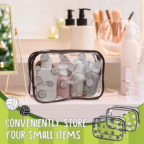 Kacctyen 24 Pcs Volleyball Clear Makeup Bag with Zipper Bulk Sport Goodie Clear PVC Pouch Organizer Waterproof Travel Case for Woman Team Gifts Birthday Decorations Supplies - style: Volleyball