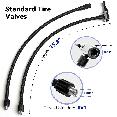LEXIN Tire Inflator Hose Extension, Lock-On Air Chuck with Hose and Presta Valve Adapter Ball Needle, Air Compressor Twist On Convert to Lock On Connection, Compatible with LEXIN P5/P4
