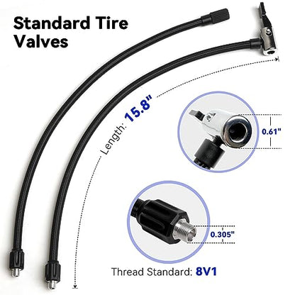 LEXIN Tire Inflator Hose Extension, Lock-On Air Chuck with Hose and Presta Valve Adapter Ball Needle, Air Compressor Twist On Convert to Lock On Connection, Compatible with LEXIN P5/P4