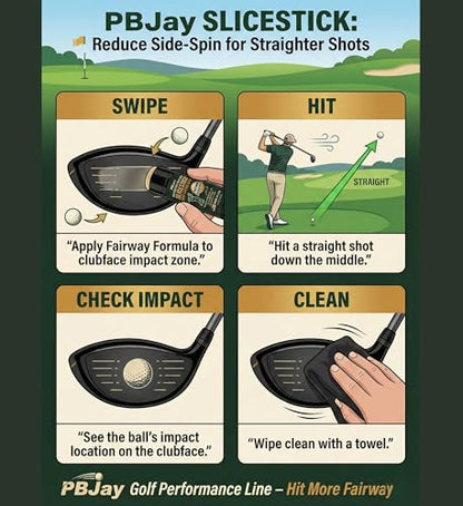 PBJay Slicestick Golf Club Balm Anti Slice and Anti Hook Formula Reduces Side Spin for Straighter Drives and Better Accuracy Clean Easy Application for Drivers Woods and Hybrids