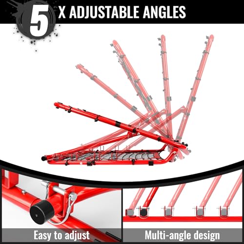 Storgem Baseball Softball Rebounder Net, Pitch Back Rebound Net,Soccer Rebound Net, Fielding Rebounder,Double Sided Adjustable Multi-Sports Pitching Rebound Net for Throwing Practice - style: 33 x 33in-Red