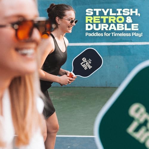Pickleball Paddle Premium Set | 2 Carbon Fiber Paddles & 4 Balls | Sport Bag & Paddle Cover Included | Beginner Friendly | 6in. Handle | Honeycomb Core | Lightweight | Retro & Stylish