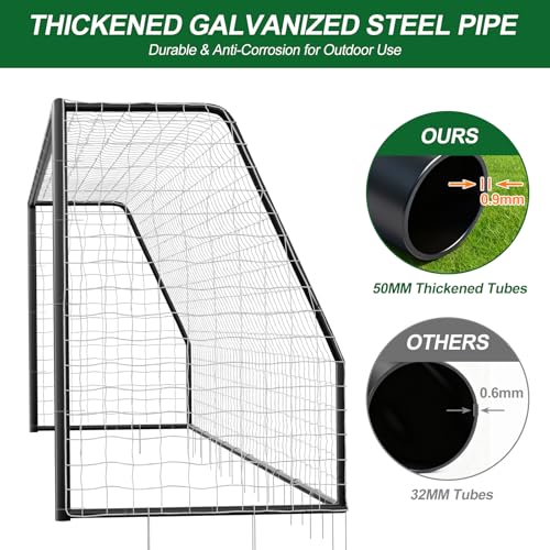 NAIZEA Soccer Goals - 24x8/21x7/18x7/12x6/16x7/10x6/8x6/6x4FT Soccer Goals for Backyard Training- Portable Metal Soccer Net for Youth & Adults - Heavy Duty Steel for Indoor Outdoor Games & Practice - size: 18ft x 7ft, style: Trainer-Black/Steel