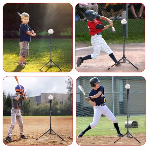 Baseball Softball Tee Batting Tee for Hitting T tee Ball Set Stand Baseball Softball Hitting Pitching Screen Net for Kids Teens Batting Net Set Training Equipment W/Carry Bag for Outdoor