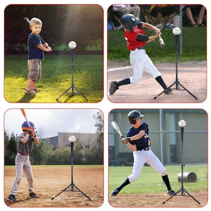 Baseball Softball Tee Batting Tee for Hitting T tee Ball Set Stand Baseball Softball Hitting Pitching Screen Net for Kids Teens Batting Net Set Training Equipment W/Carry Bag for Outdoor