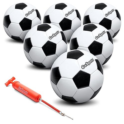 GoSports Classic Black and White Soccer Balls - Single or 6 Pack - Sizes 3, 4, 5 with Ball Pump - size: Sz 4 6-Pack
