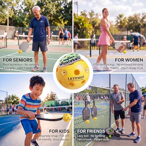 4-in-1 Magnetic Pickleball Kit (Family League Edition) ｜ No-Bend Pickup · Swing Weight Tuning · Fence Storage · Backpack Charms ｜ Gift for Pranks, Viral Videos, Birthdays & Lazy Days