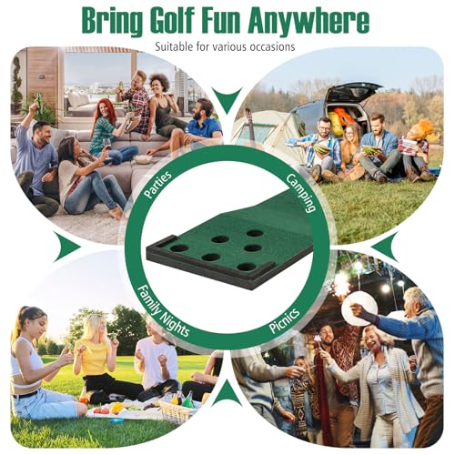 ULTIMATE Golf Putting Game Set, Indoor Outdoor 11FT Golf Training Mat, Putting Green Mat w/ 2 Adjustable Putters, 6 Balls & 12 Hole Covers for Party, Backyard, Home and Office