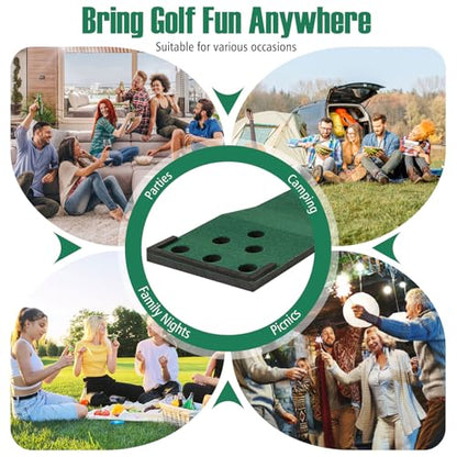 ULTIMATE Golf Putting Game Set, Indoor Outdoor 11FT Golf Training Mat, Putting Green Mat w/ 2 Adjustable Putters, 6 Balls & 12 Hole Covers for Party, Backyard, Home and Office