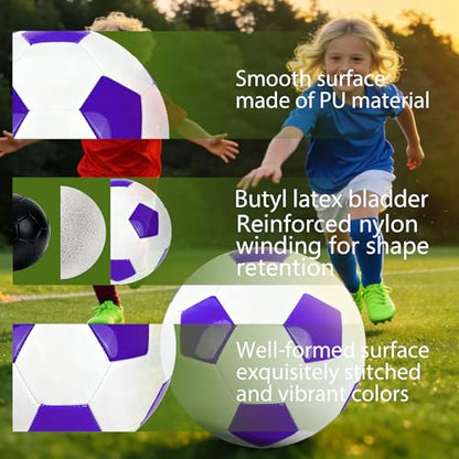 Soccer Ball Size 4 with Pump Needle Classic Thicker PU Tight Weaved Suitable for Youth Boy Girl League Game Trainning