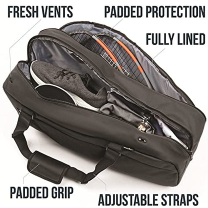 Athletico Tennis Bag and Racketball Bag - Tennis Bags for Women and Men to Hold Tennis Racket, Racquetball Racket, Pickleball Paddles and Other Equipment or Gear (Black)