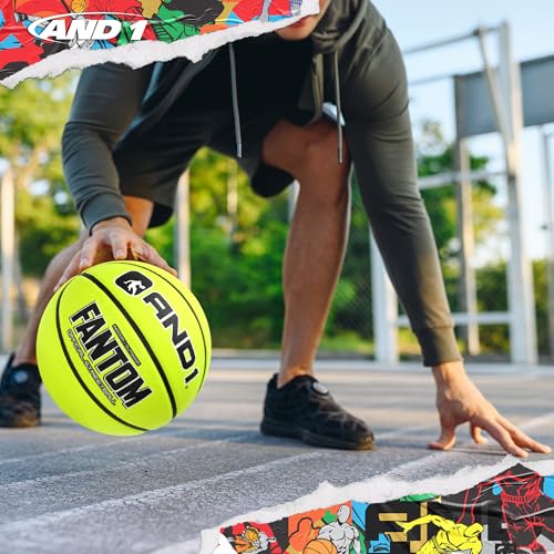 AND1 Fantom Rubber Basketball: Official Regulation Streetball - Deep Channel Construction, Made for Indoor Outdoor