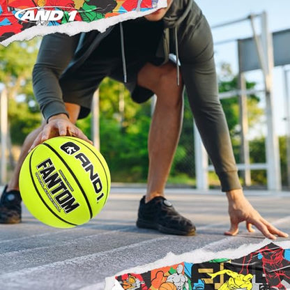 AND1 Fantom Rubber Basketball: Official Regulation Streetball - Deep Channel Construction, Made for Indoor Outdoor