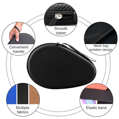 MiOYOOW Table Tennis Racket Case, Hard Shell Ping Pong Storage Bag Ping Pong Paddles Case with Zipper Can Hold 2 Short-Handled Rackets or 1 Long-Handled Racket