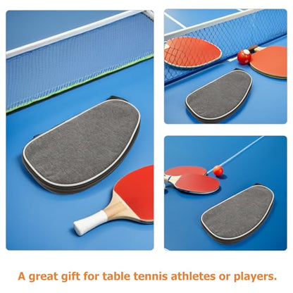 YARNOW 2pcs Table Tennis Paddle Cover Set, Gray Shell Hard Protective Case for Pingpong Racket Storage and Sports Carrying Bag, Portable Organizer for Table Tennis Equipment