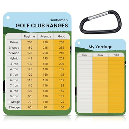 Golf Club Distance Card, 2 Pack Waterproof Golf Yardage Card, Range Chart, Quick Reference Guide with Clip, Golf Accessories for Men and Women Golfers - color: 2PCS Yellow-Gentlemen