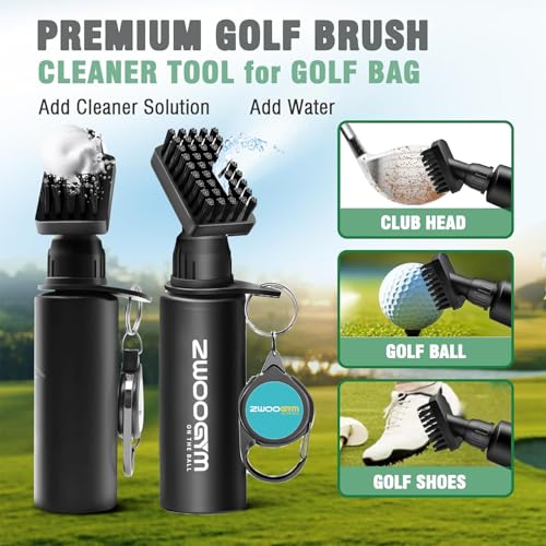Pro Golf Club Cleaner Set, Water Brush with Holder Clip and 4oz Bottle, Golf Groove Sharpener, Suitable for U and V Grooves